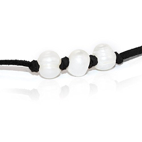 POMINA Suede Pearl Choker Necklaces for Women Girls Teens, 16 inches